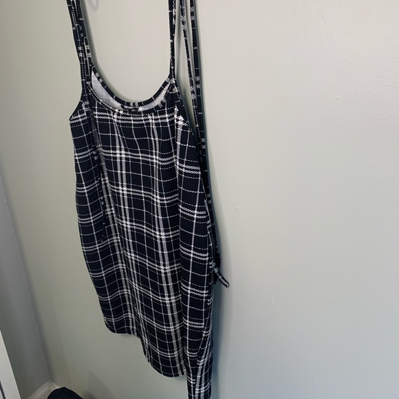 SHEIN Knot Strap Split Hem Plaid Overall Dress #153 - Picture 4 of 9